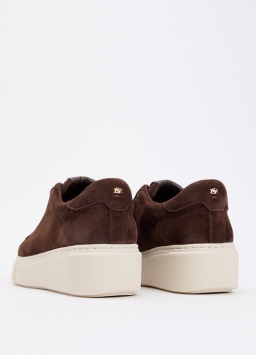 Dune London Evienne sneaker met plateauzool - achterkant bruin