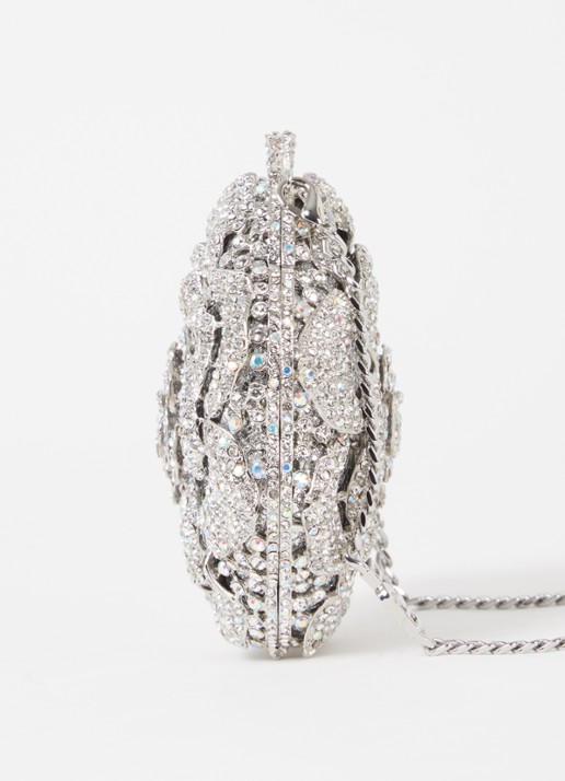 Dune London Floral clutch met strass - detail 2 zilver