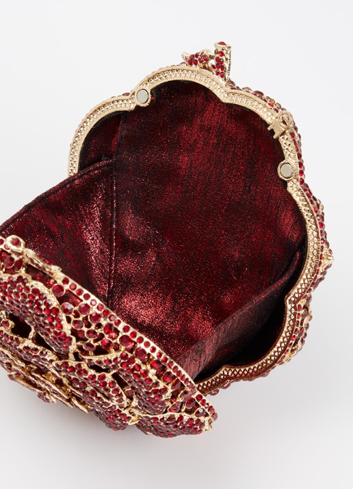 Dune London Floral clutch met strass - detail 3 donkerrood