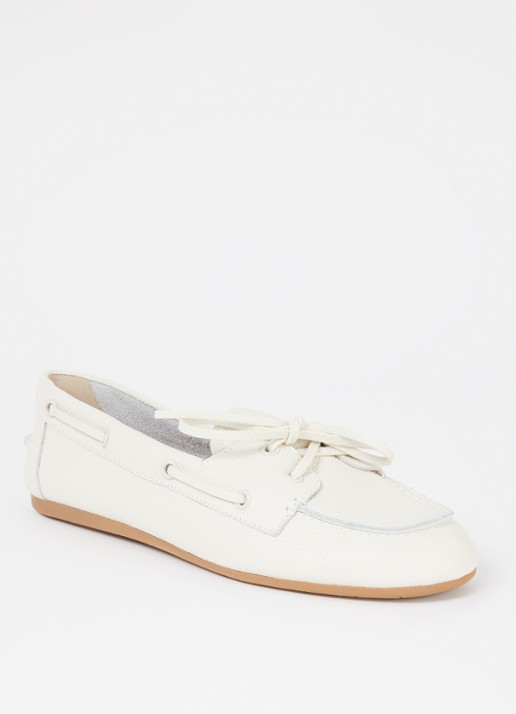 Dune London Gala bootschoen van leer - voorkant gebroken wit