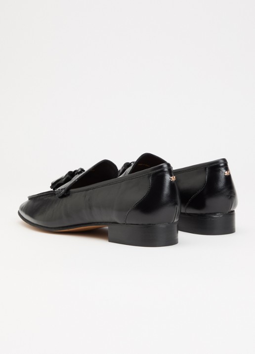 Dune London Gateway loafer van leer met franjes - achterkant 4 zwart