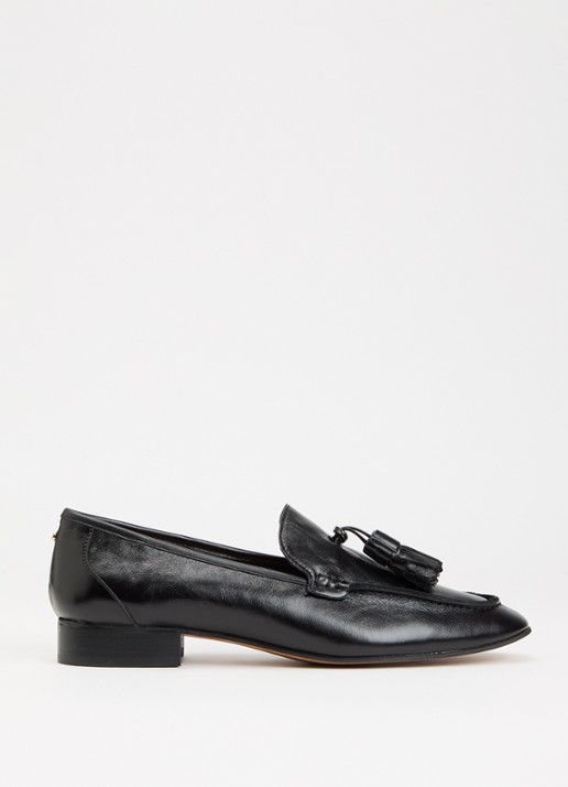 Dune London Gateway loafer van leer met franjes