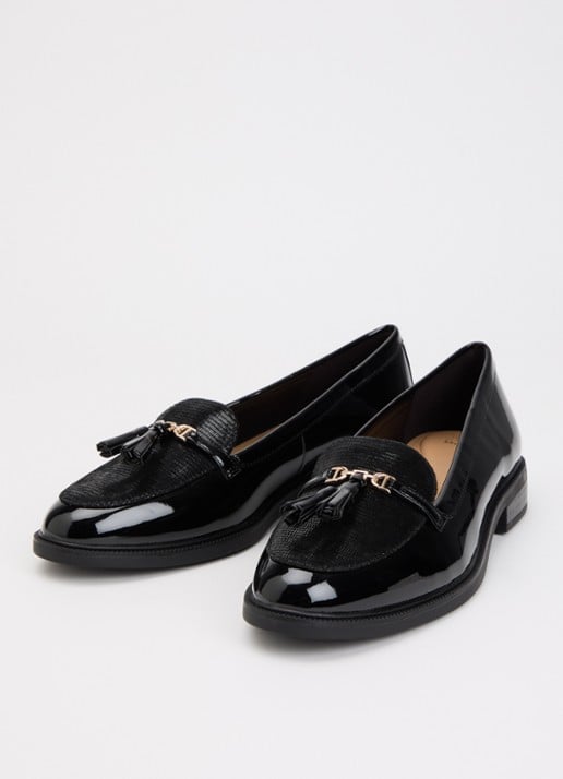 Dune London Gazeles loafer met lakfinish  - detail 2 zwart