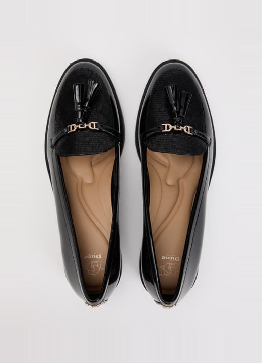 Dune London Gazeles loafer met lakfinish  - detail 3 zwart