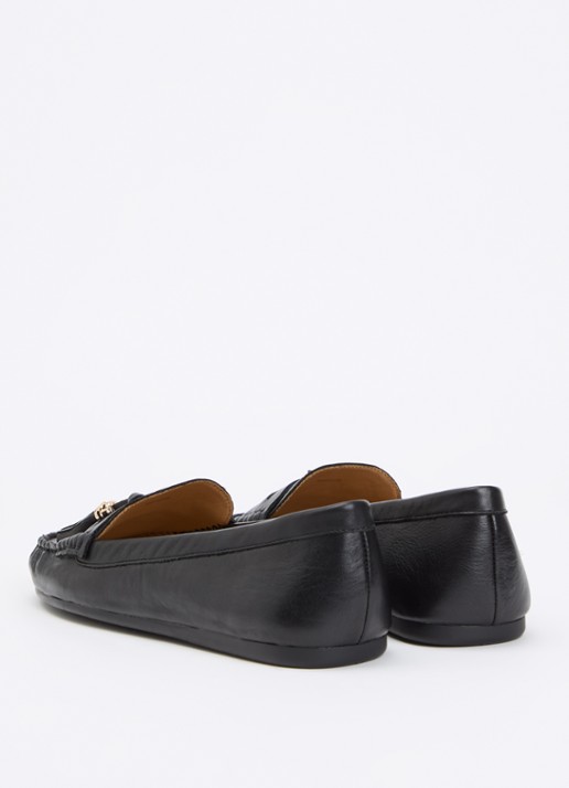 Dune London Geen mocassin van leer met franjes - achterkant zwart