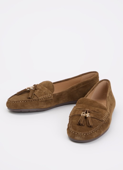 Dune London Geen mocassin van leer met franjes - detail 3 bruin