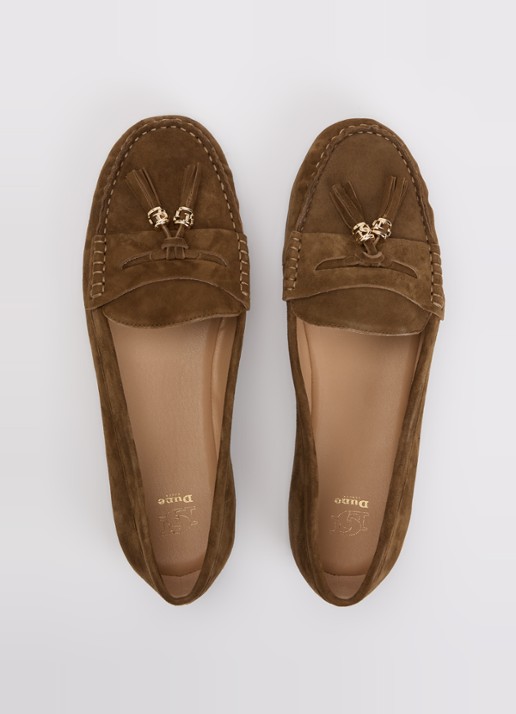 Dune London Geen mocassin van leer met franjes - detail 4 bruin