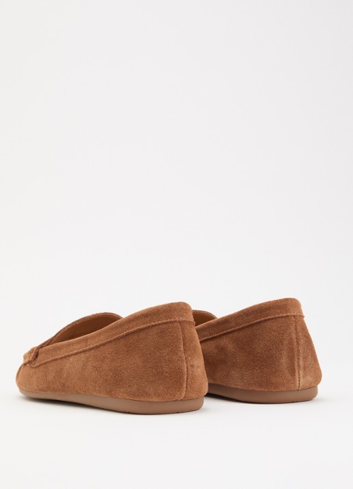 Dune London Geen mocassin van leer met franjes - achterkant 4 cognac