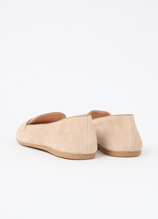Dune London Gina loafer van leer met logo - achterkant beige