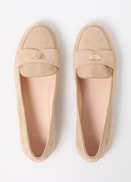 Dune London Gina loafer van leer met logo - detail 4 beige