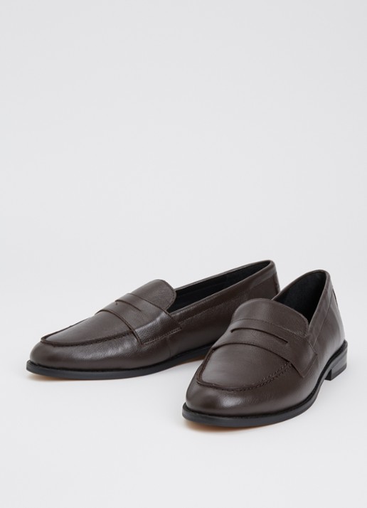 Dune London Ginelli loafer van leer  - detail 3 donkerbruin