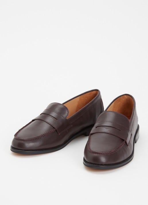 Dune London Ginelli loafer van leer  - detail 3 bordeauxrood