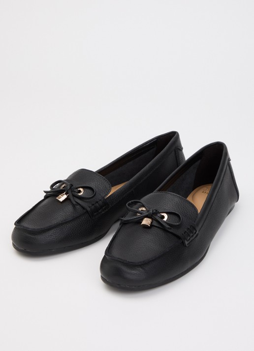 Dune London Girella mocassin van leer met strikdetail - detail zwart