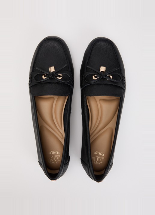 Dune London Girella mocassin van leer met strikdetail - detail 2 zwart