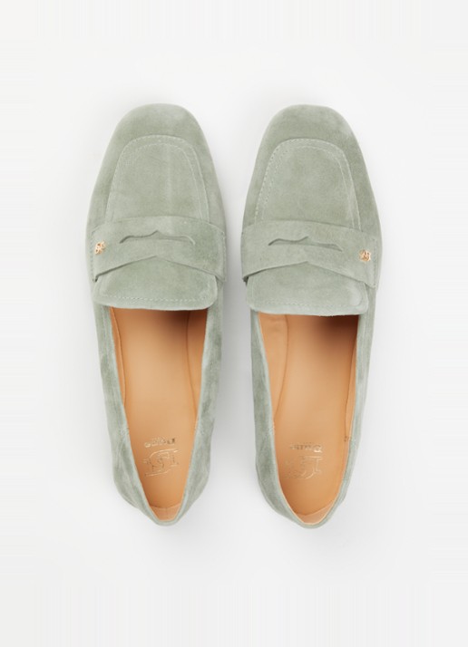 Dune London Glances loafer van leer - detail 4 groen