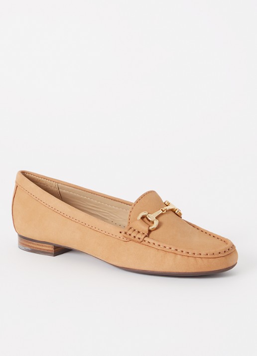 Dune London Glenniee loafer van suède - voorkant 4 camel