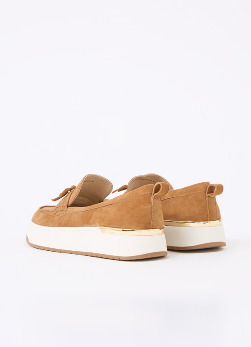 Dune London Glide loafer van leer - achterkant 4 camel