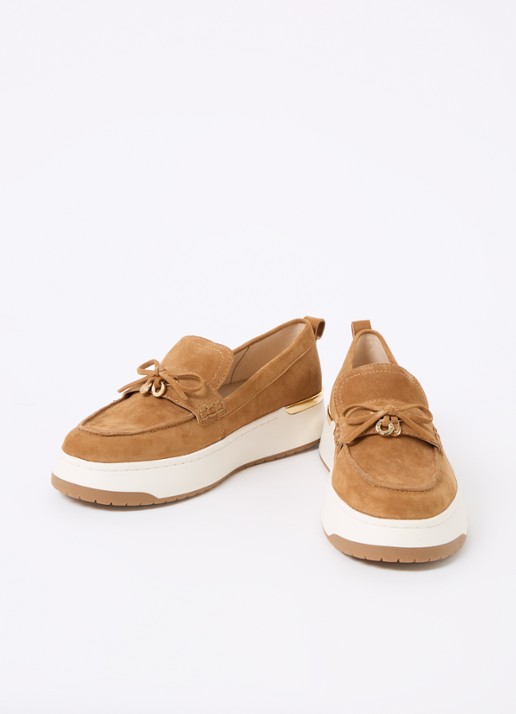 Dune London Glide loafer van leer - detail camel