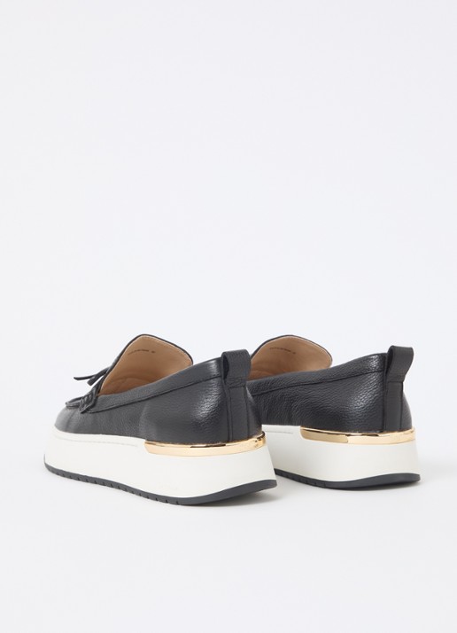 Dune London Glide loafer van leer - achterkant 5 zwart