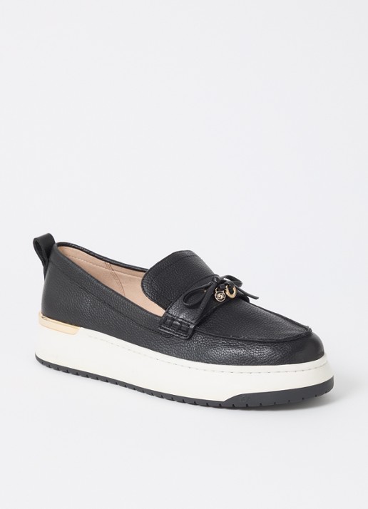 Dune London Glide loafer van leer - voorkant zwart