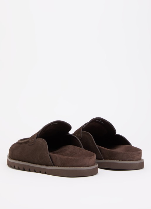 Dune London Goldens clog - achterkant 4 donkerbruin