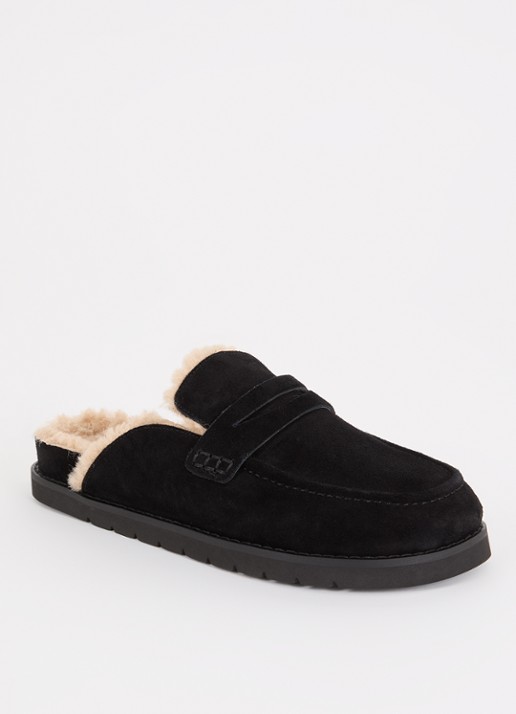 Dune London Goldy muiltje van suède  - voorkant 4 zwart