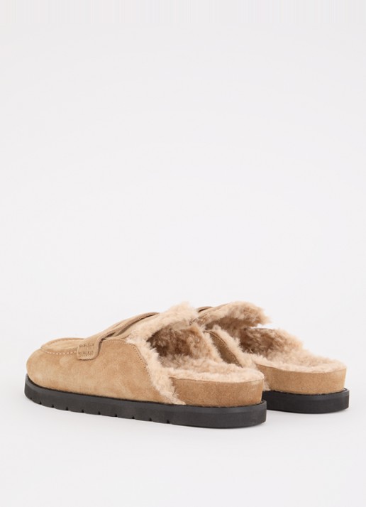 Dune London Goldy muiltje van suède  - achterkant camel