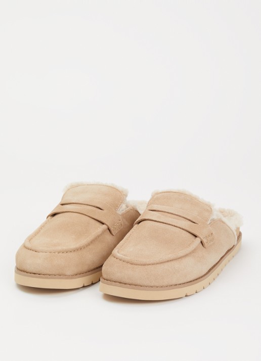 Dune London Goldy muiltje van suède  - detail beige