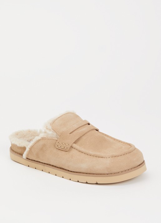 Dune London Goldy muiltje van suède  - voorkant 5 beige