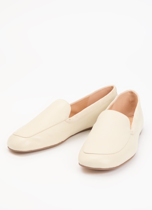 Dune London Gosette loafer van leer met details van suède - detail 2 ivoor