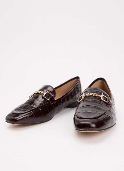 Dune London Grained loafer met horsebit - detail 3 bordeauxrood