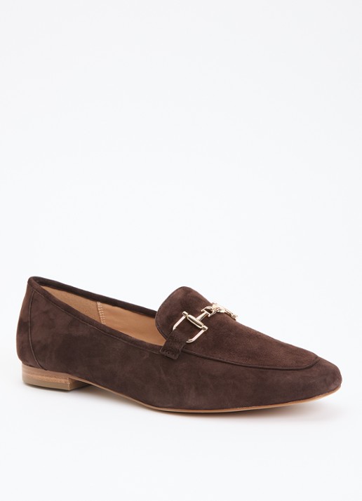 Dune London Grained loafer - voorkant donkerbruin