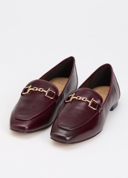 Dune London Grained loafer - detail roodbruin