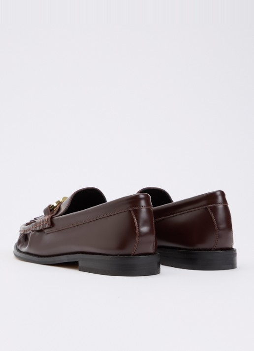 Dune London Granules loafer van leer - achterkant 5 bordeauxrood