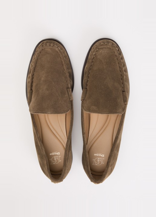 Dune London Grates loafer van leer - detail 2 bronsgroen
