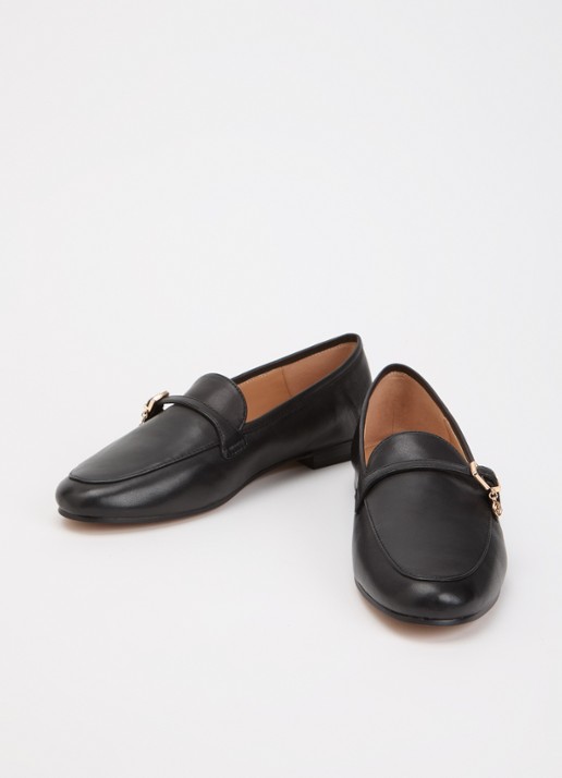 Dune London Greya loafer van leer met gespdetail - detail zwart