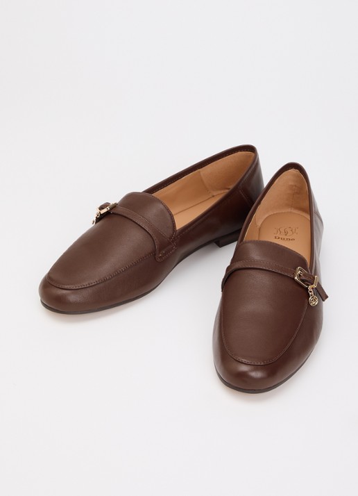 Dune London Greya loafer van leer met gespdetail - detail 2 donkerbruin