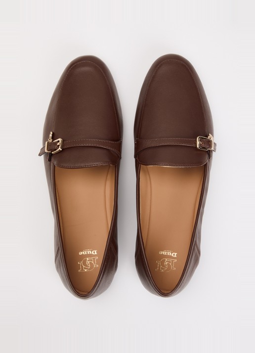 Dune London Greya loafer van leer met gespdetail - detail 3 donkerbruin