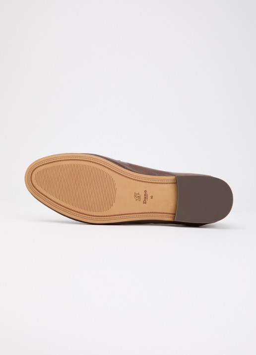 Dune London Greya loafer van leer met gespdetail - detail 4 donkerbruin