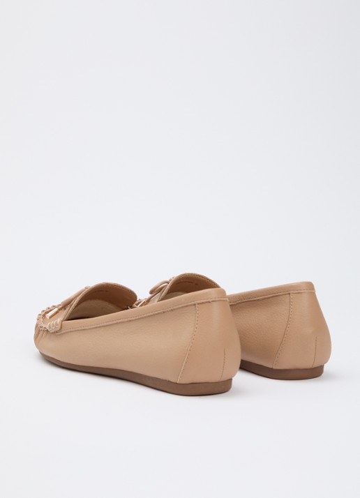 Dune London Grier mocassin van leer - achterkant donkerbeige