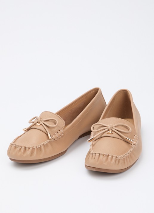 Dune London Grier mocassin van leer - detail 2 donkerbeige