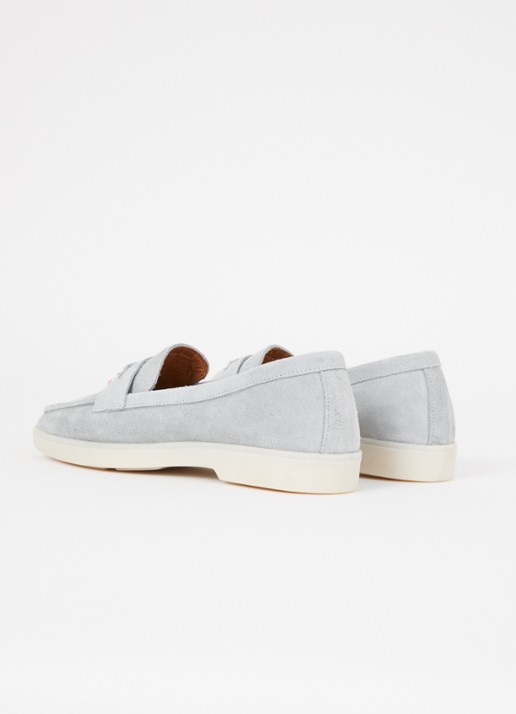 Dune London Grinning loafer van suède - achterkant 3 blauwgrijs