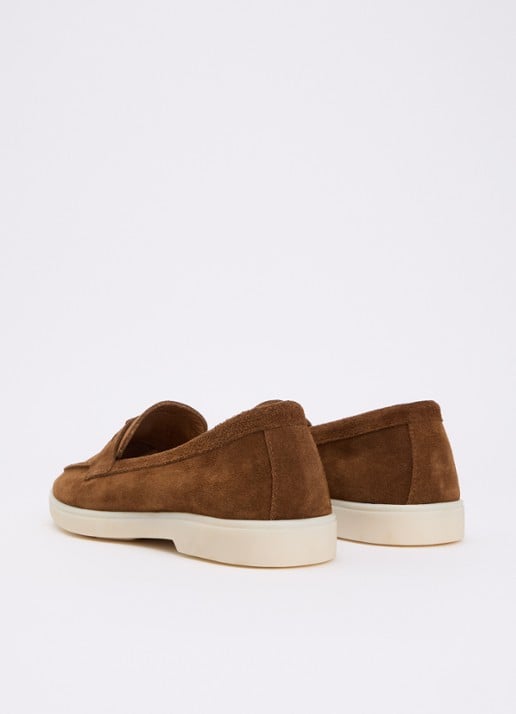 Dune London Grinning loafer van suède - achterkant 2 cognac