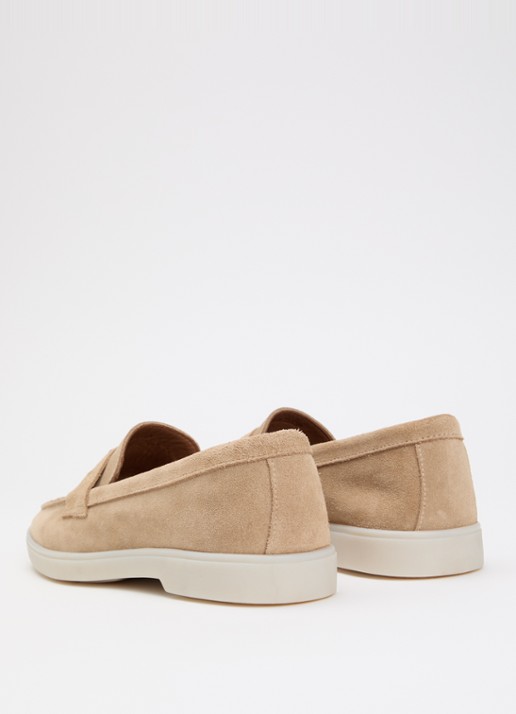 Dune London Grinning loafer van suède - achterkant 4 zand