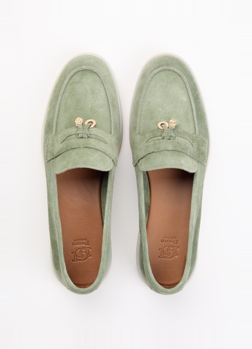 Dune London Grinning loafer van suède - detail 3 groen