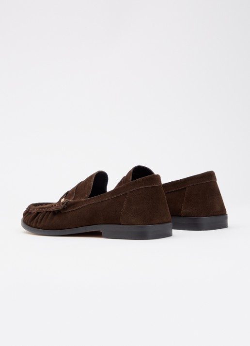 Dune London Grisella loafer van leer - achterkant 5 donkerbruin