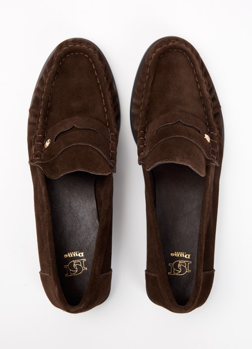 Dune London Grisella loafer van leer - detail 2 donkerbruin