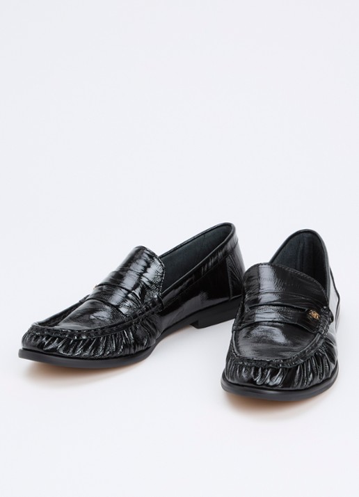 Dune London Grisella loafer van leer - detail zwart