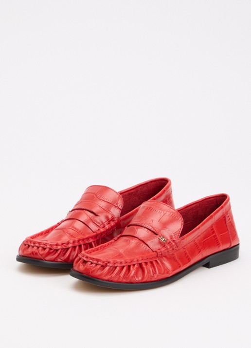 Dune London Grisella loafer van leer - detail rood