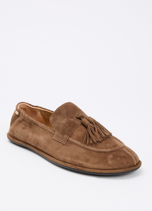 Dune London Grounding loafer van suède - voorkant 5 cognac